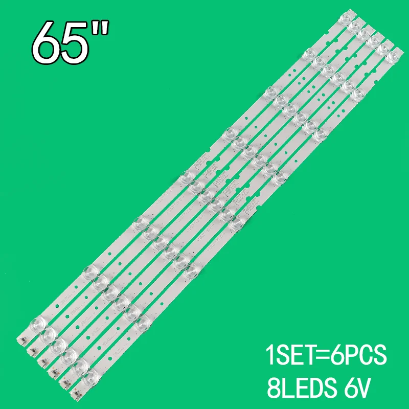 

1set=6pcs 8LEDs 6v 615mm for 65-inch LCD TV backlight strip 65HR330M08A1 4C-LB6508-HR01J TCL 65A361 65V2 65L2 65D6 65V6 L65P65US