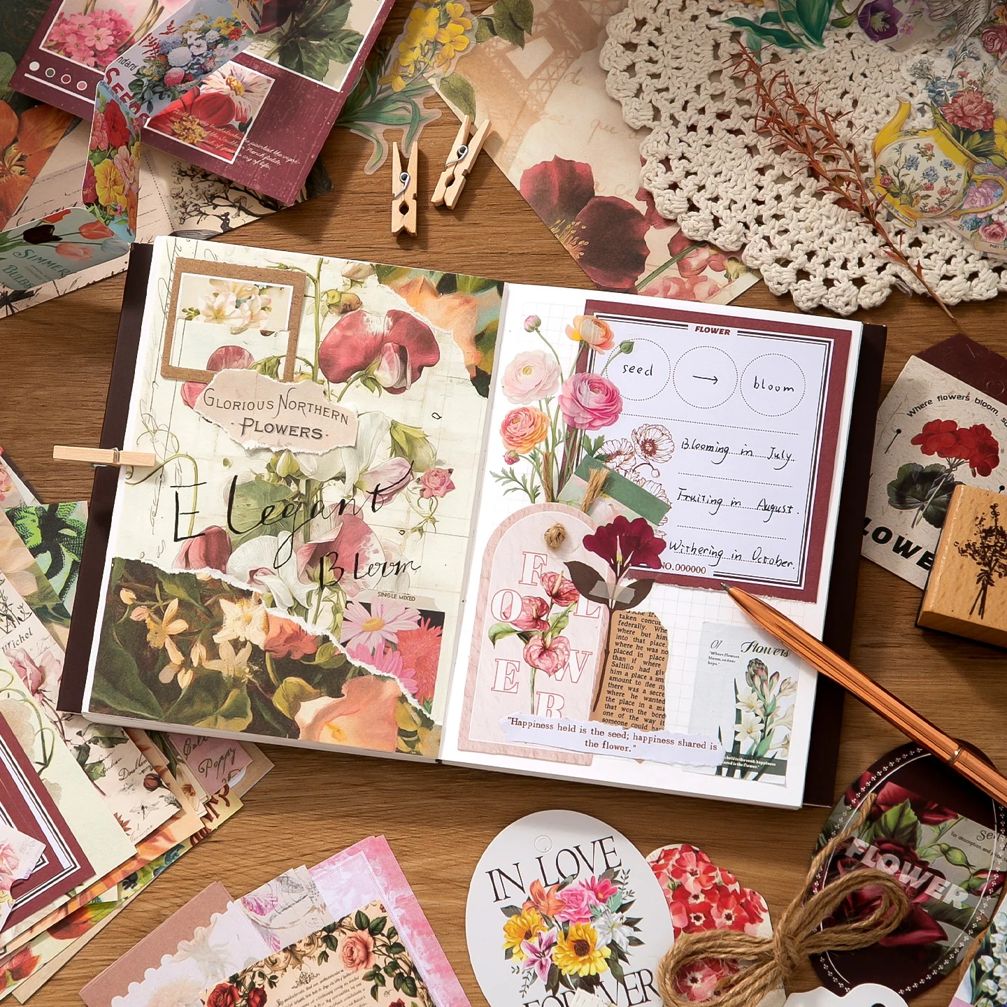 4 confezioni/LOTTO Blocco note portatile in carta decorativa retrò, carino e grazioso, per appunti. - immagine 3