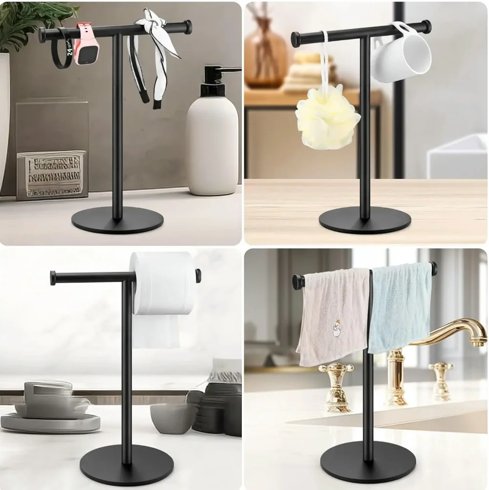 Stainless Steel Towel Rack Free Standing T-Shape Towel Bar Rack Bath Bar Stand for Bathroom Kitchen Vanity Countertop