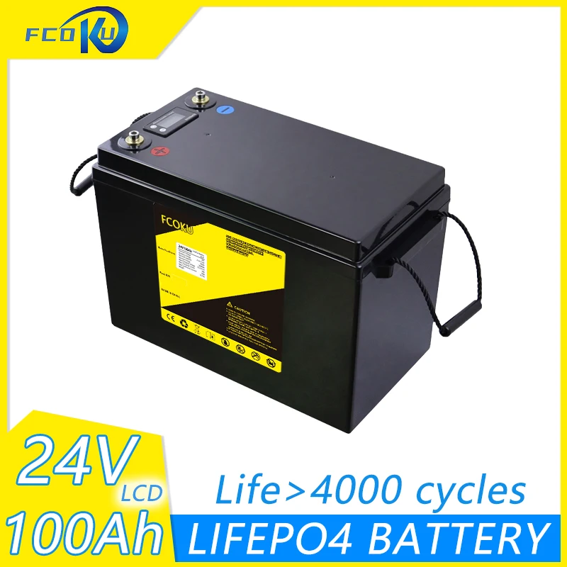 

24V 100Ah LiFePO4 Battery Lithium Iron Phosphate Battery With BMS For RV Solar Energy Boat Golf Cart EV Trolling Motor