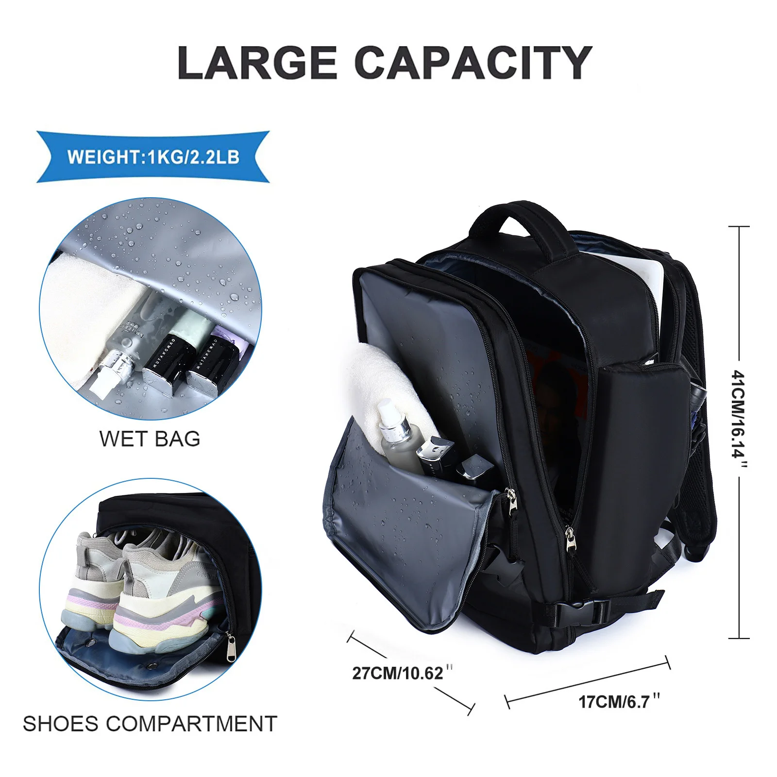 Hayayu Mochila Viaje Cabina Avion 40x20x25 para Ryanair Mochilas para Mujer  Bolsa de Cabina Equipaje de Mano Cabina Avion Mochila De Senderismo Mochila  Impermeable Cabina Mochila para Wizzair por 33,99€