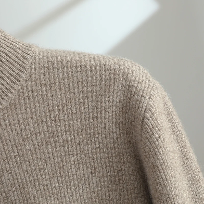Autumn Winter New 100% Cashmere Sweater Men's Half High Collar Knitted Pullover Thickened Warm Jacquard Bottom Shirt Men's Wear 6