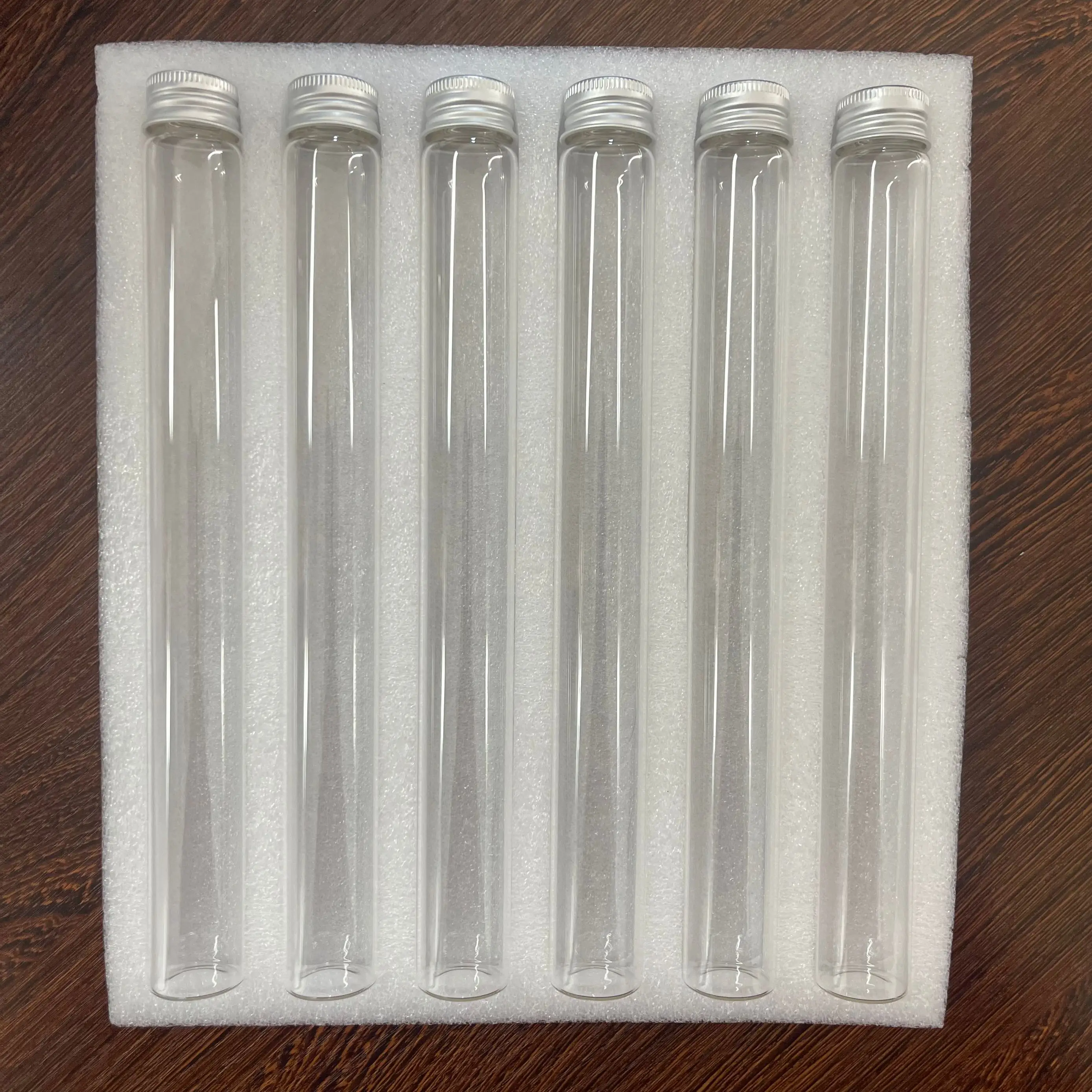 24pcs 25x230mm 3 oz Empty Glass Bottles With Screw Aluminum Cap Long Glass glycyrrhiza sweets bottle Vials Stand 90ml Vase Jars