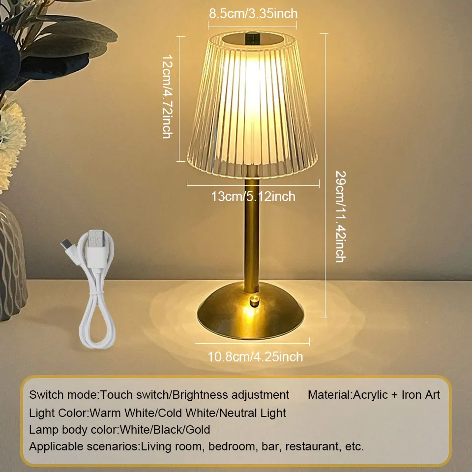 Night Light LED Table Lamp Touch Sensor Rechargeable Nordic interior Dimming Stand LED Bedside Lamp Restaurant Hotel Bar Bedroom