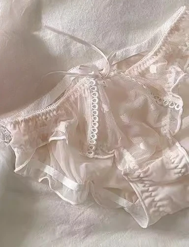 Kawaii Japanese Lingerie Set for Small Boobs, Sweet Romantic Heart Print Bralette, Comfortable Everyday Wear Anti-Sagging Bra