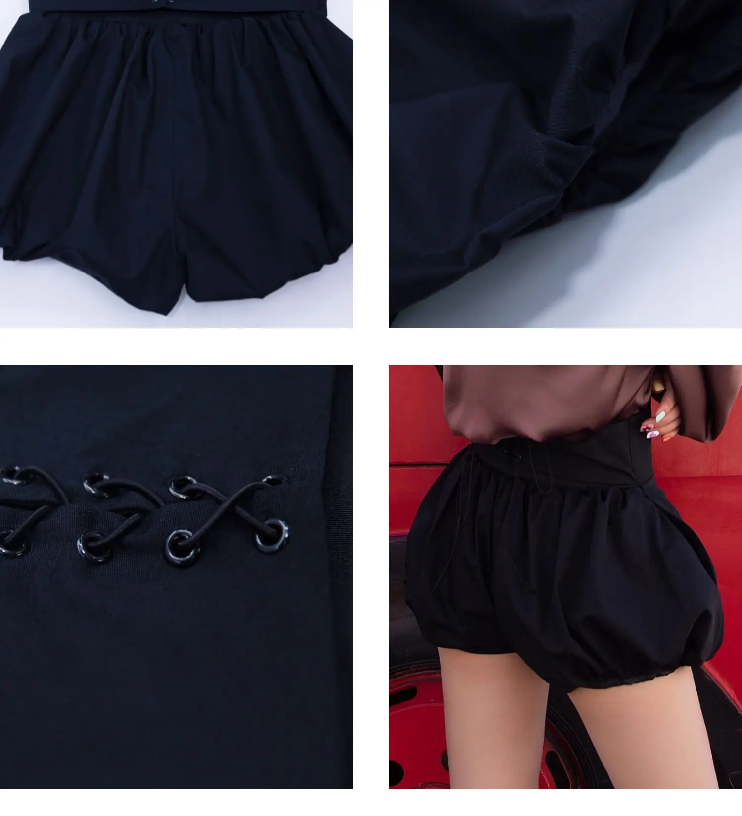 black shorts Pumpkin Shorts Women's Summer Flare Pants Drawstring Waist Thin High Waist Pleated Back Strap Fashion Casual Girls Wear gymshark shorts
