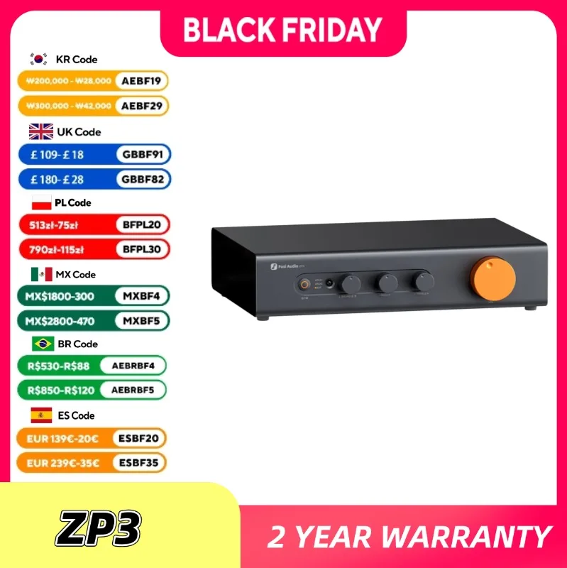 Fosi Audio ZP3 Preamplifier with 3-in/3-out XLR/RCA/SUB OUT HiFi