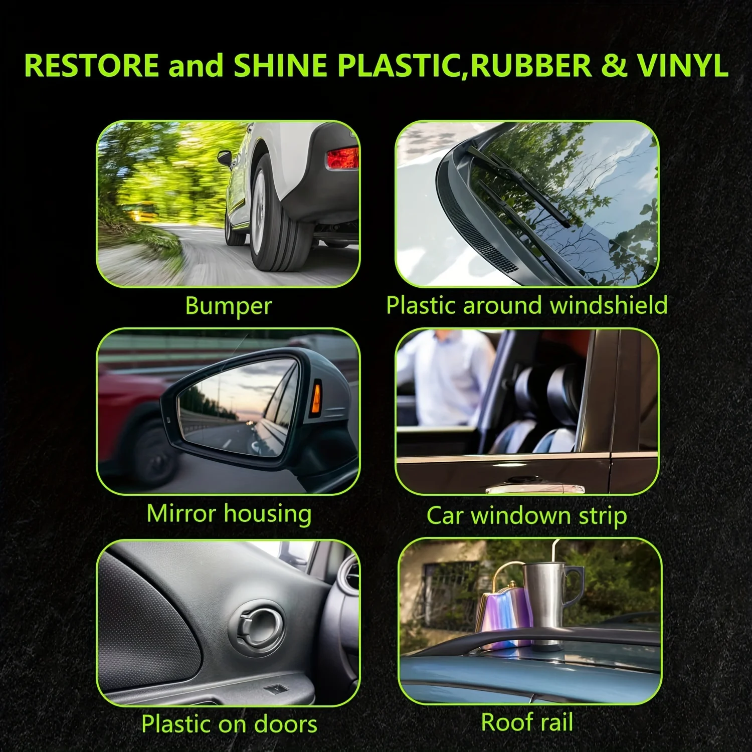 Tire Black Brightener & Car Interior Restorer, 150g &ndash; Multi-Surface Polishing Wax for Dashboards, Plastic, and Artificia
