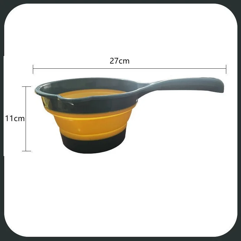 Fold Water Scoop Long Handle Thickening Plastic Ladle Fruit Vegetable Washing Scoop Home Kitchen Tools Camping Storage Containe images - 6