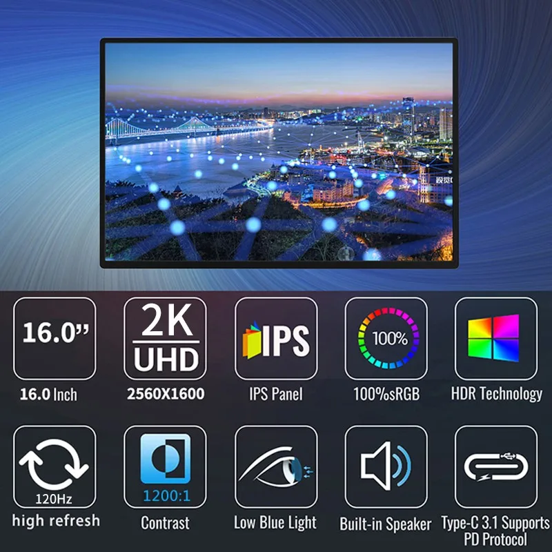 ̴ ޴ , Ʈ ġ ps4 ps5 Xbox   ÷, 16 ġ, 2.5K, 144hz, 2560x1600 16:10, 100% sRGB 500Cd/m