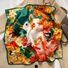 100% Real Silk Square Scarves Women Bandana High Quality Floral Printed Foulard Hair Tie Soft Neckerchief 1