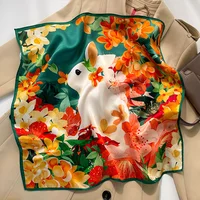 100% Real Silk Square Scarves Women Bandana High Quality Floral Printed Foulard Hair Tie Soft Neckerchief 1