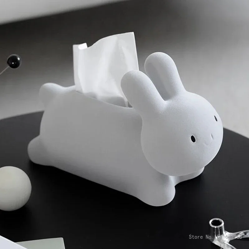 Creative Modern European Art Rabbit Tissue Box Luxury Tea Dining Table Living Room Bedroom Hotel Decoration Napkin Box 1Pc