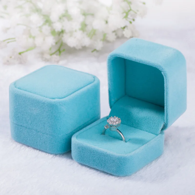 1PC 5cm Squre Velvet Case Ring Box Wedding Propose Jewelry Display Jewelry Accessories Valentine's Day Gifts Case