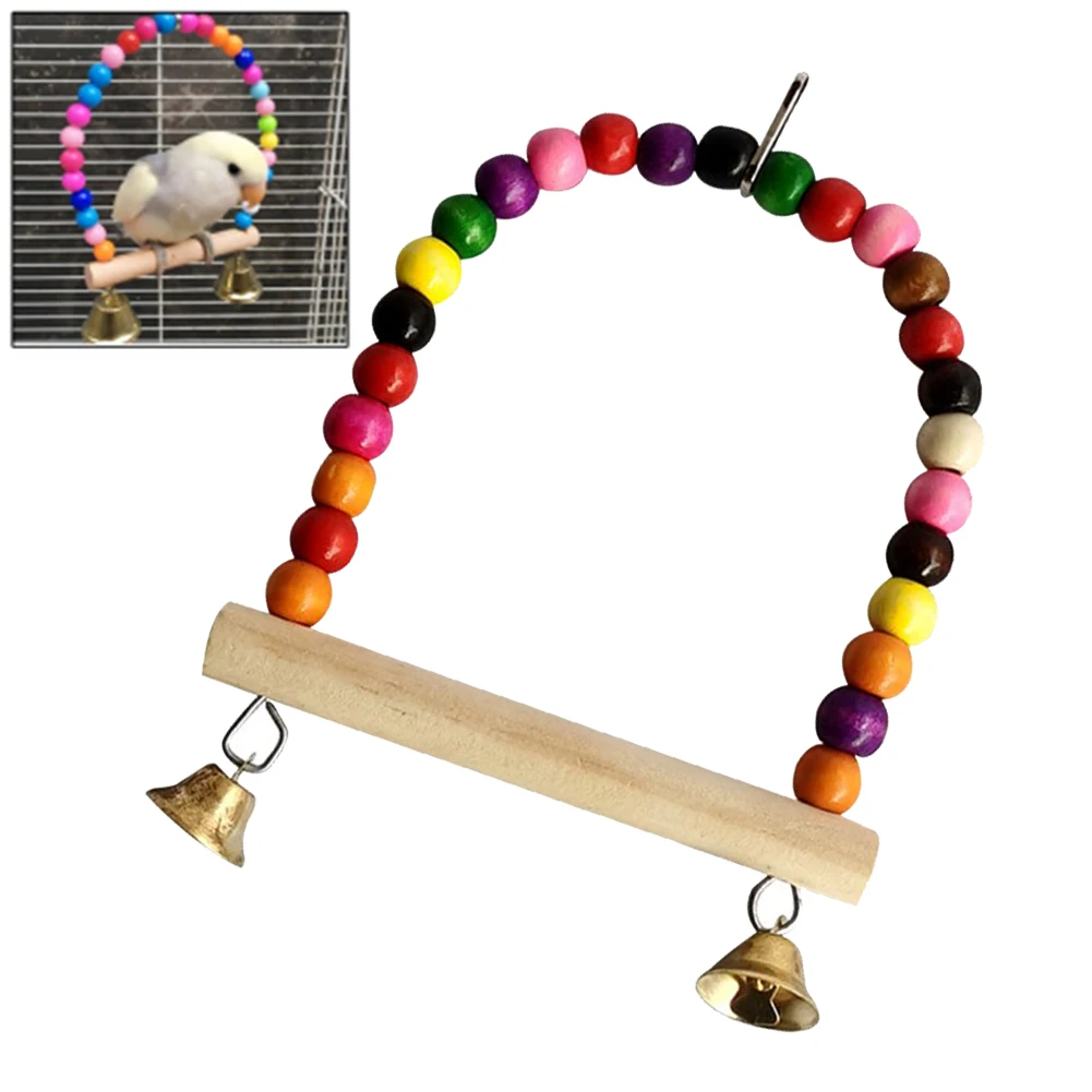 1 Pc Parrot Swing Bird Swing Toy Parrot Cage Toy With Plastic Beads Bell Hung On Swing For Pet Brid Supplies Pet Family Supplies images - 6