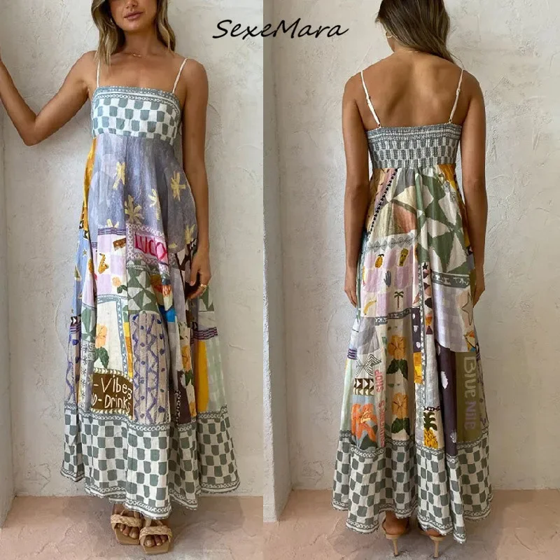 

Print Bohemian Maxi Dress 2023 Sexy Summer Dresses for Women Casual Dress