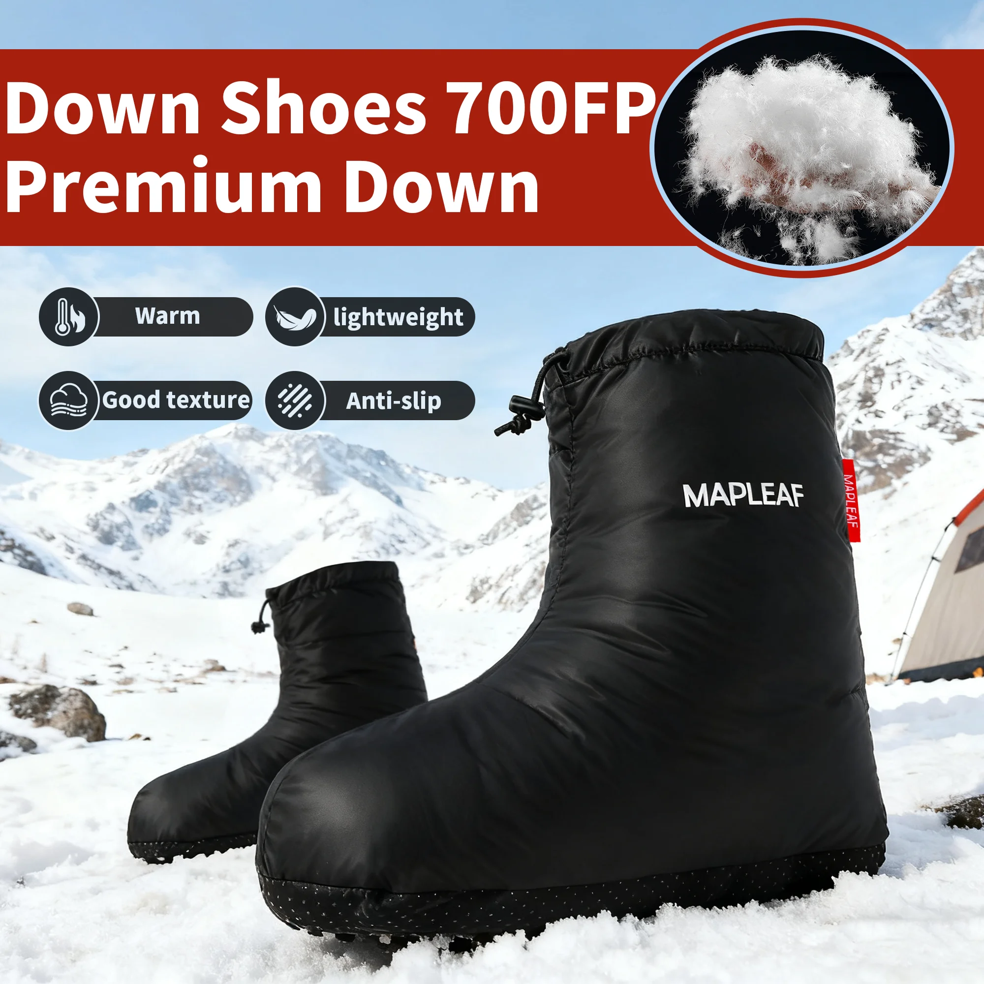 Down Booties Winter Warm Socks Hiking Foot Cover Shoes Tent Camping Sleeping Slippers Foot Warmers MAPLEAF