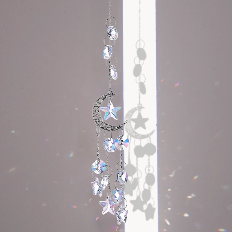Suncatchers Light Catcher Hanging Crystal Moon Catcher Pendants Rainbow Maker Garden Home Window Wind Chimes Charm Decoration sun catcher sun catchers window ornament
