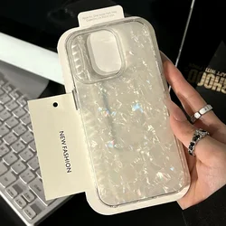 Luxury Shell Pattern Laser Phone Case - Premium Bumper Cover - iPhone 15 (WHITE)