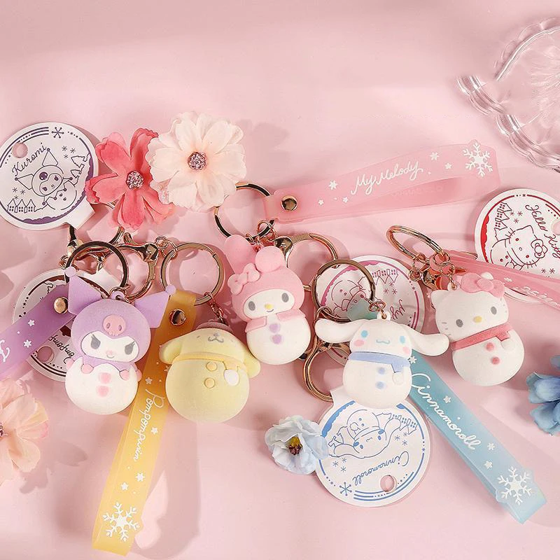 

5Pcs Kawaii Sanrio My Melody Kuromi Hello Kitty Cute Girl Keychain Student Bag Hanging Ornaments Anime Peripheral Festival Gift