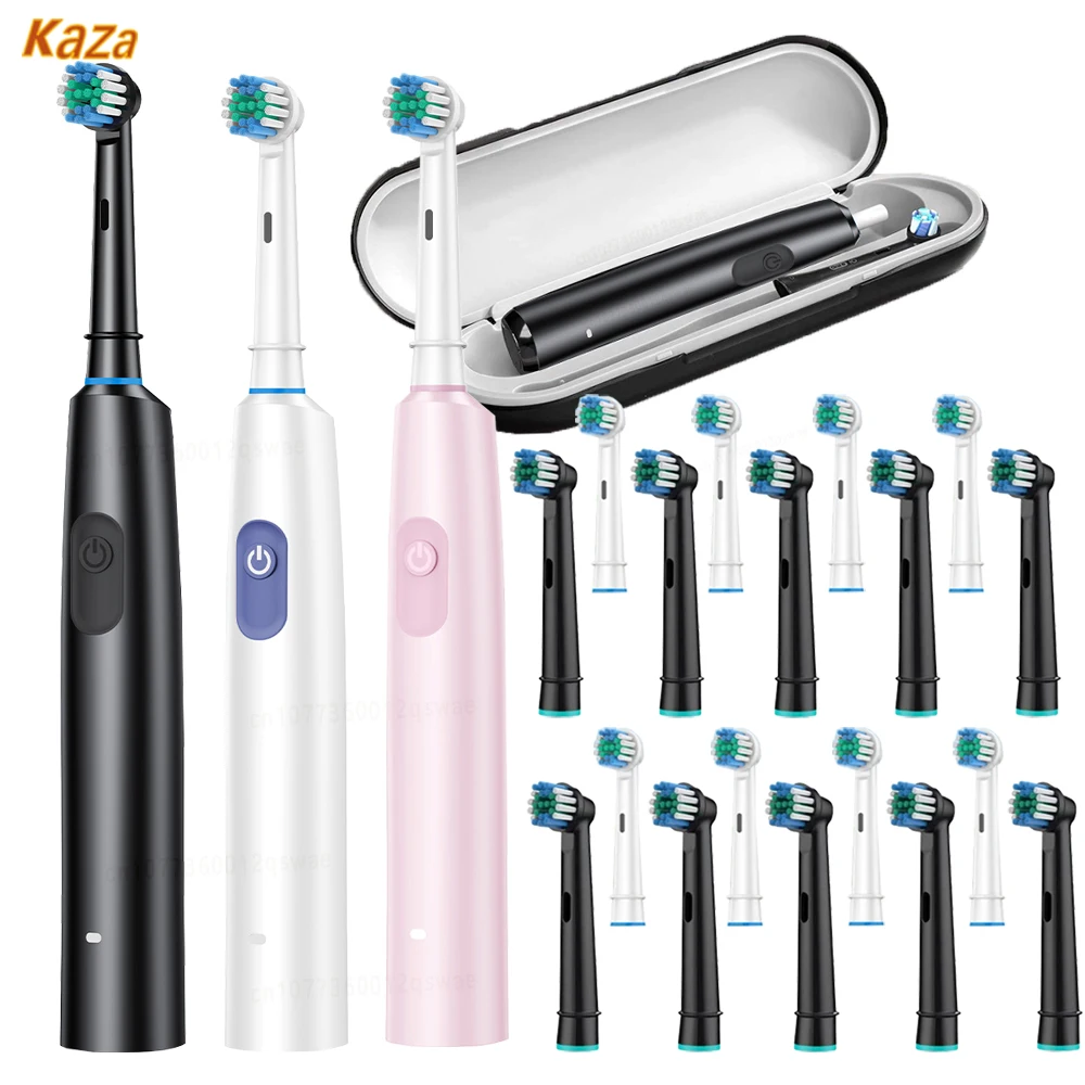 Electric Toothbrush Rotary Rechargeable for Adults Rotating Teeth Brush with 8 Replacement Heads