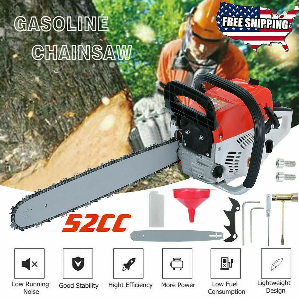 

(Отправка из США), бензопилы с питанием от газов, цепная пила, газовая 2-тактная бензопила 52 куб. См, мощная бензопила с лезвием 22 дюйма