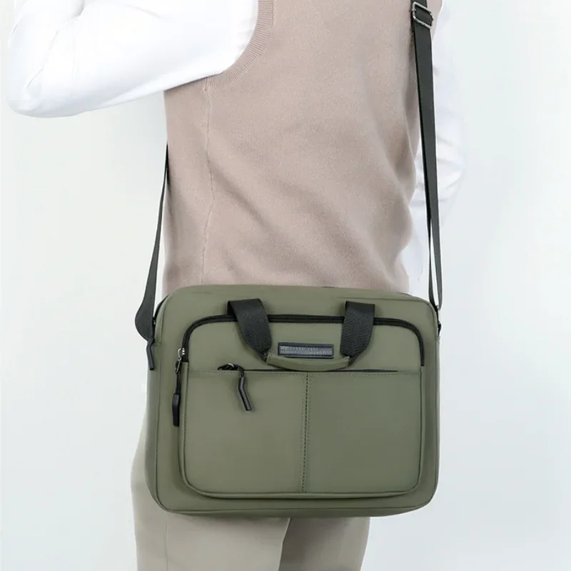 Men's Large-capacity Horizontal Shoulder Bag Messenger Bag Briefcase Multifunctional Simple A4 Book Handbag Business