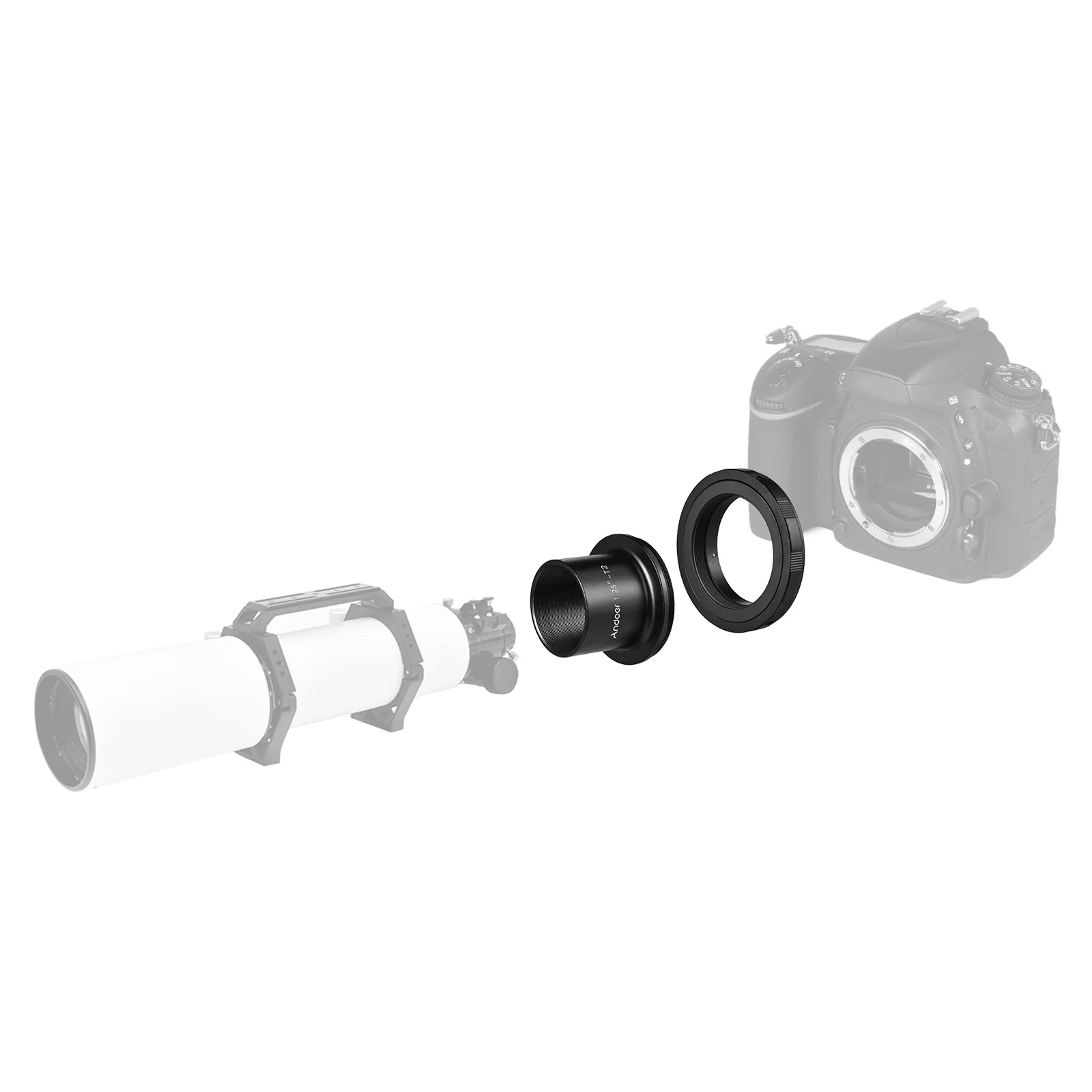 Andoer Camera Telescope Adapter Ring Photography Accessory Replacement for Nikon Camera 1.25 Inch Eyepiece T2 Telescope for Scen