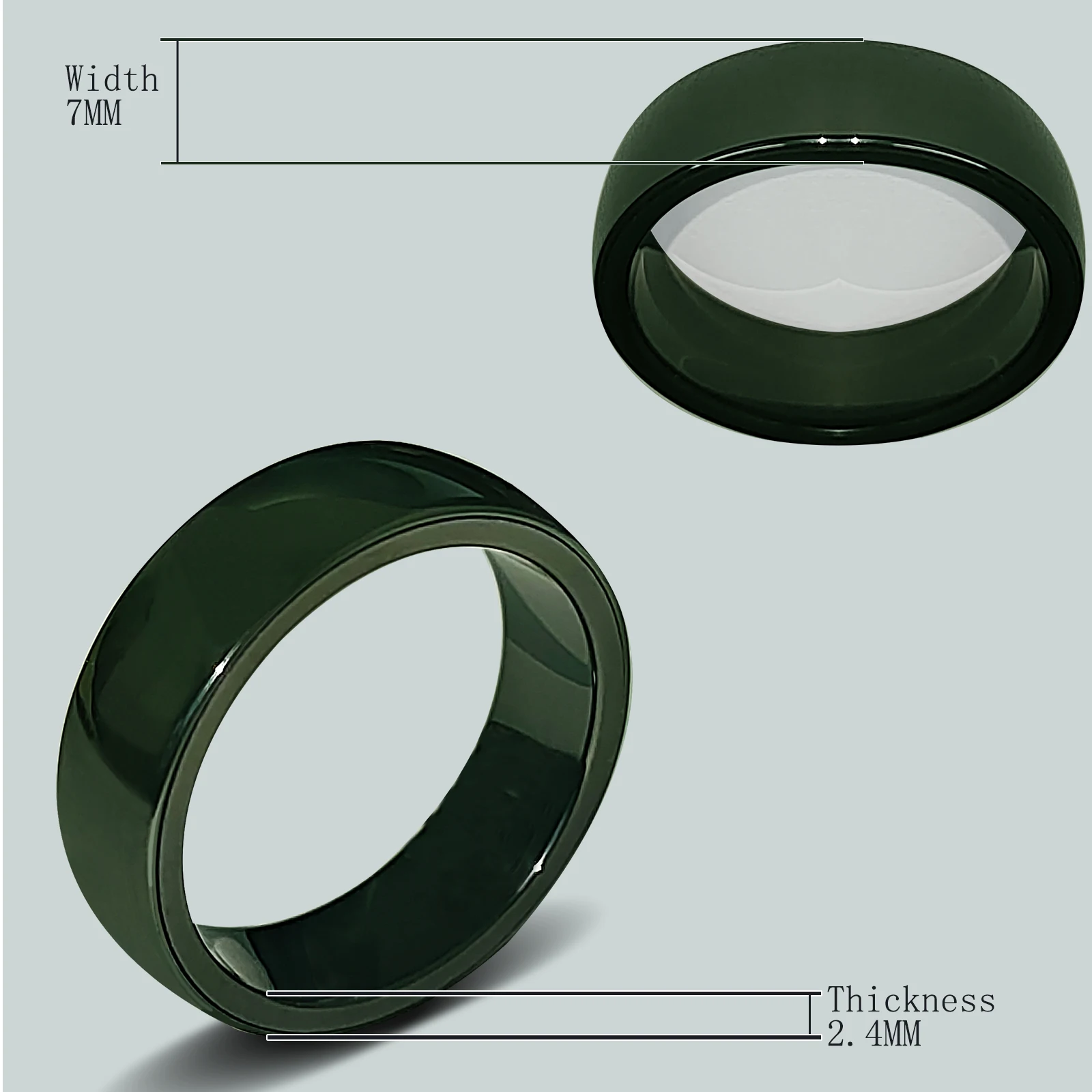 Blackish Green Smart Ceramic Ring for Tesla model3/Y/X/S Keycard KeyFob Accessories,Unisex 3