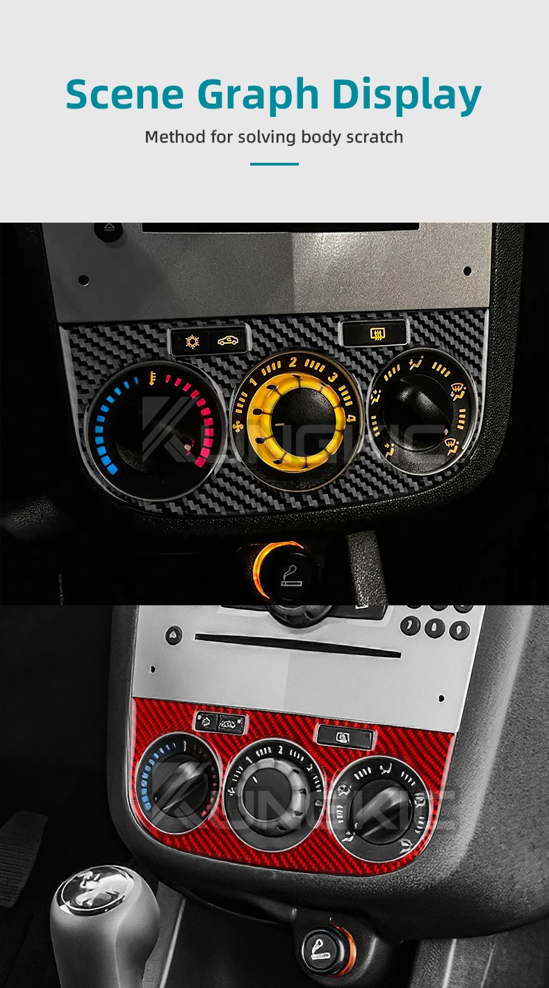 Für Opel Corsa D 2007 2008 2009 2010 2011 2012 2013 2014 Echt Weichen Carbon Faser Zentrale Steuerung AC Knob Panel aufkleber LHD RHD – Detail 9