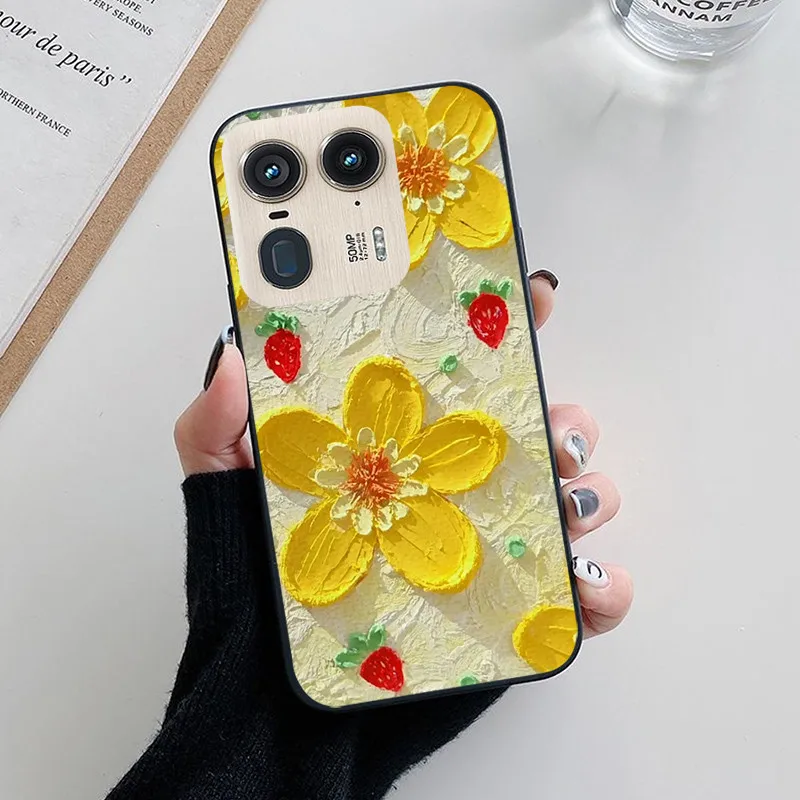 Lovely Cartoon Flower Soft Silicone Phone Cover for Motorola Edge 50 Ultra
