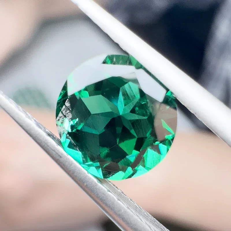 Lab Grown Zambian Emeralds Round Shape Hydrothermal Hand Cutting With Cracks Inclusions Inside Selectable AGL Certificate