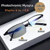 Vintage Business Half Frame Photochromic Myopia Glasses Metal Near Sight Eyeglasses Finished Minus Eyewear Diopter 0 To -6.0 1