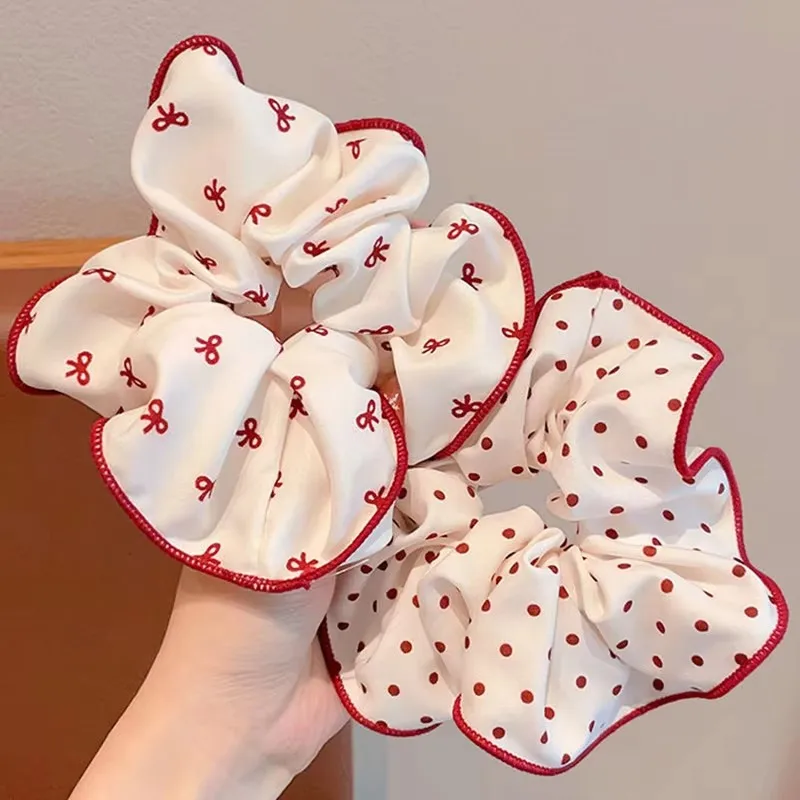 1/3 Stück hochwertige rote Haargummis mit niedlichem Punktmuster für Damen und Mädchen, weiche, elastische Haargummis, sanfte Haarbänder, modische Haaraccessoires_voghion.com