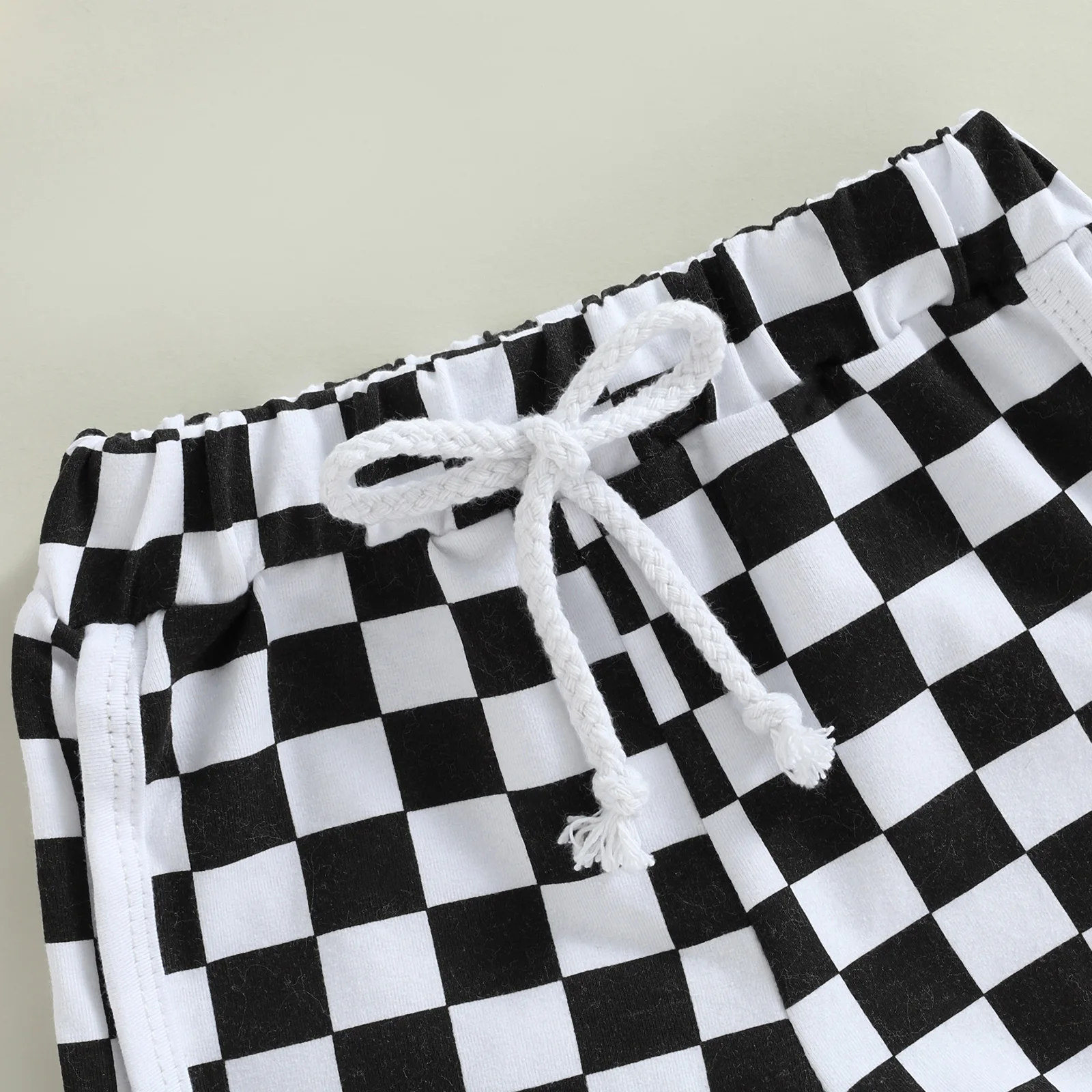 Summer Kid Baby Girls Boys Shorts Checkerboard Print Elastic Waist Drawstring Short Pants Casual Clothing 0-3T
