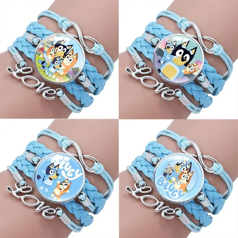 Anime Figure Toys Cartoon Bluey and Bingo Bracelet Anime Figures Print Cute Wristand Present Kids Toys Girls Christmas Party Gift Toy