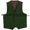 Men's Suits Vests Deep V Neck Simple Herringbone Tweed Slim Fit Single Breasted Business Men's  Waistcoat  For Wedding 5
