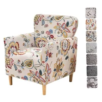 Tub Chair Cover Soft Spandex Printed Club Armchair Slipcovers for Living Room Elastic Single Sofa Covers Home Bar Counter Hotel 1