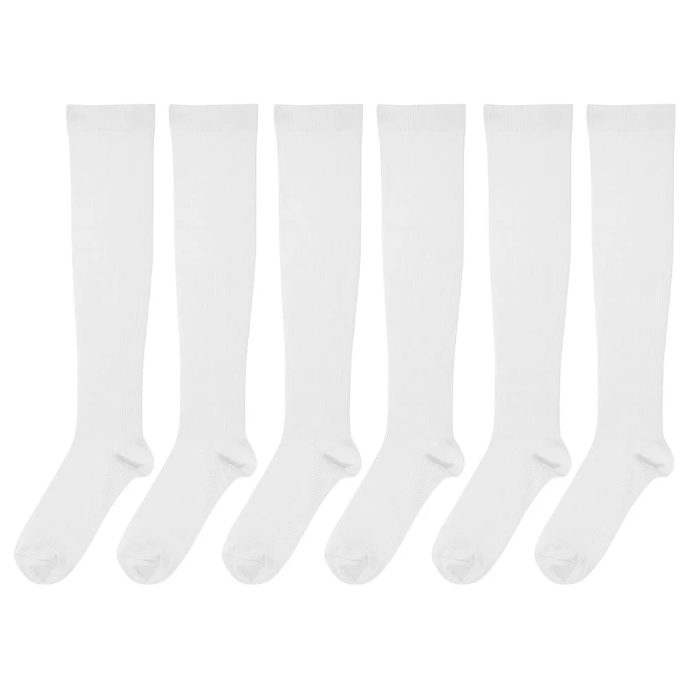 

3 Pairs Mens Soccer Socks White Athletic Tube Womens Women's Compression Football Baseball
