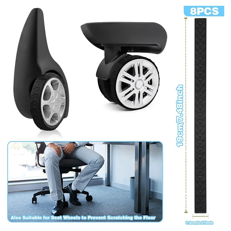 ABRE-8Pcs Luggage Wheel Covers, Silicone Luggage Cover Protector Suitcase Wheel Covers, Silent Protection Compartment