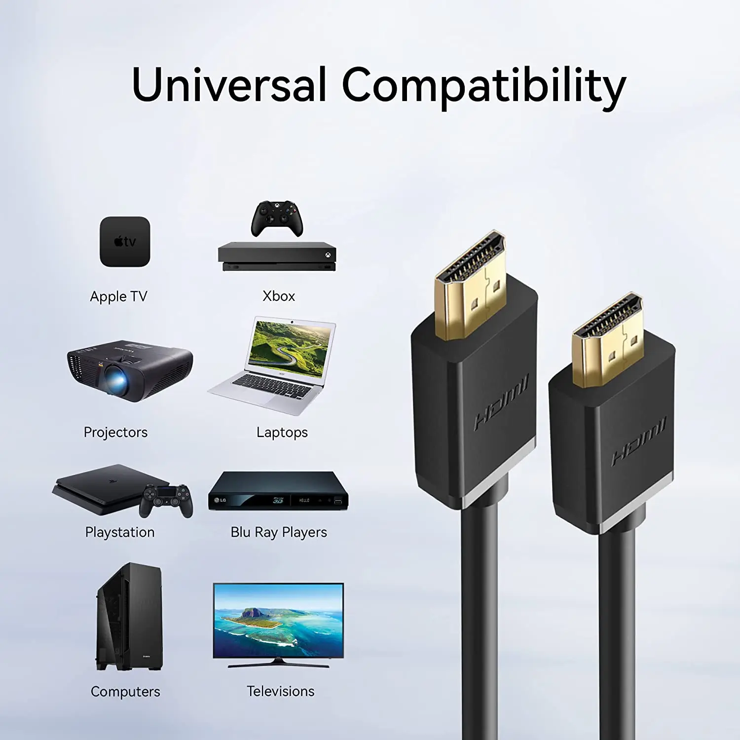 Tenveo 4K HDMI 2.0 Cable 60Hz high-Speed and Stable Transmission Support All HDMI Interface Devices Home Work Standing Version