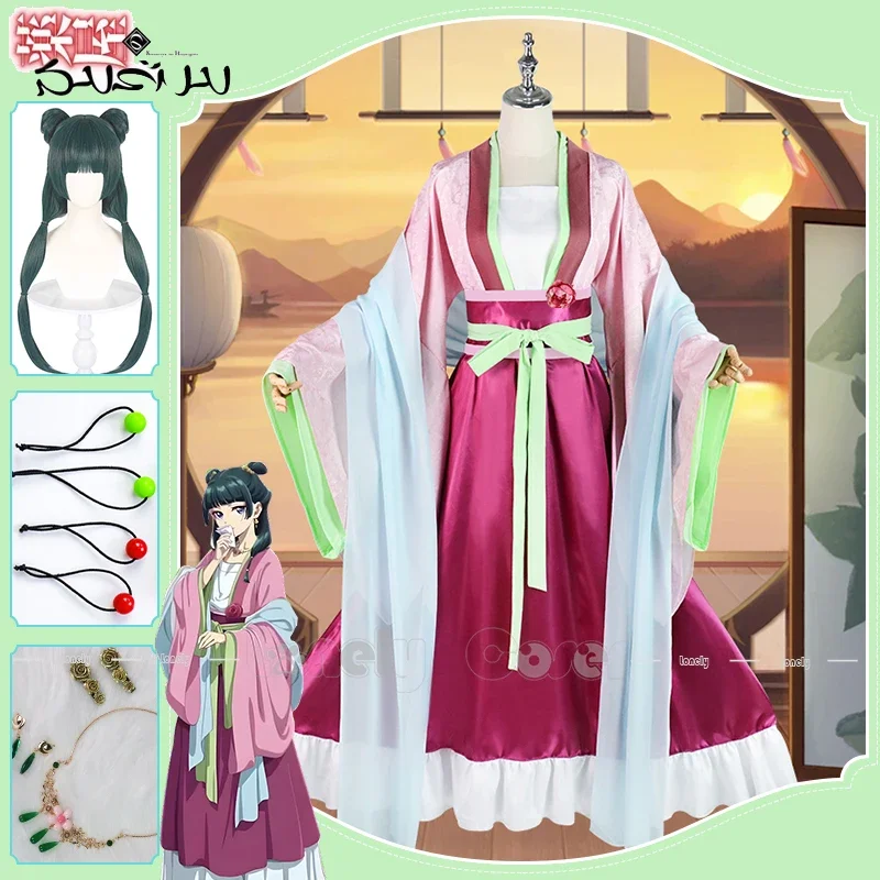 Anime The Apothecary Diaries Maomao Costume Cosplay Hanfu Antiquariato Uniforme Collana Orecchini Forcine Halloween Ragazze Donne