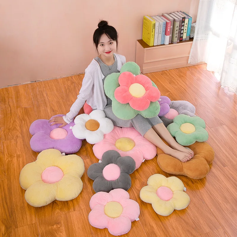 Cushion Flower Circular Shape Wool Cloth with Soft Nap Office Classroom Chair Couch Bedroom Floor Winter Thick