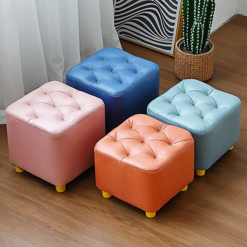 

Technology Cloth Stool Home Living Room Furniture Coffee Table Stool Solid Wood Low Stool Shoe Stool Sofa Ottomans Square Stool