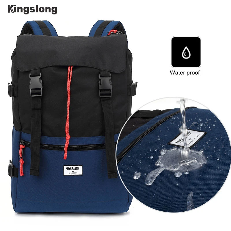 KINGSLONG Casual Outdoor Backpack Waterproof Large Capacity Bag Lightweight Patch Color Backpack 14-17.3 inch Laptop