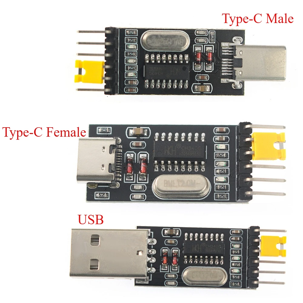 USB To TTL Serial Adapter CH340G - 3.3V/5V Type-C Male/Female Converter Module for Arduino/STM32 Win/Mac/Linux Driver