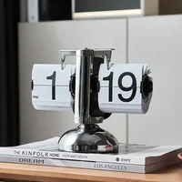 Auto Flip Calendar Clock Nordic Home Decor Figures Clocks Stainless Steel Mechanical Auto Flip Office Living Room Desk Decor 1