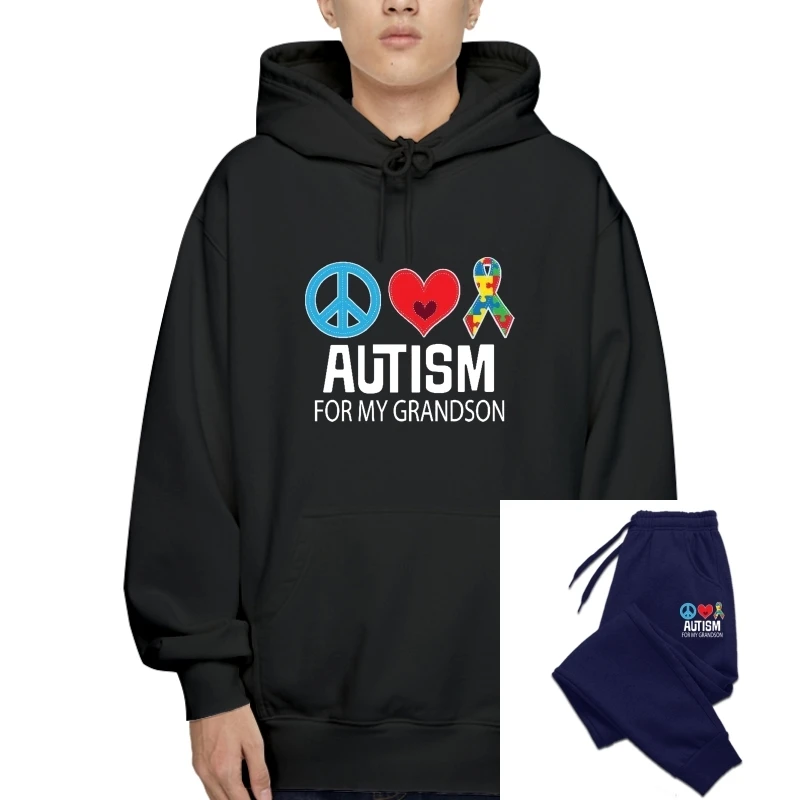 

2020 Fashion Hot Sale Inktastic Autism for My Grandson Puzzle Ribbon Women's Plus Autumn T-Hoodies Asd Pdd Pullover