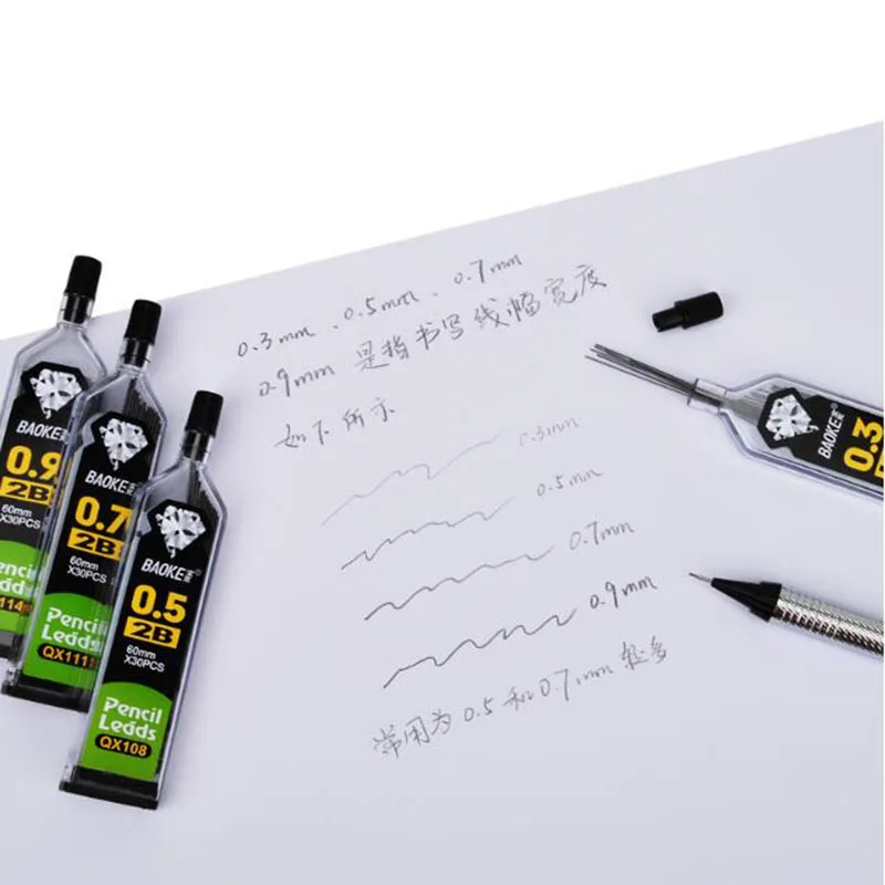 30pcs/Bottle, Automatic Pencil Lead 2B 2H HB Pencil Refill 0.3 Mm/0.5 Mm/0.7mm/0.9 Mm Pencil Refill Student Writing Office 4