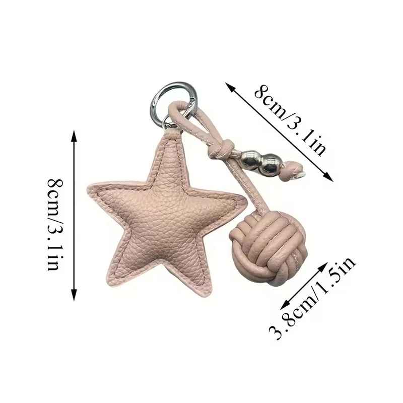 Handmade Star Woven Ball Keychain for DIY Bag Pendant Creative Gift for Women Charm Hanging Decoration Accessories